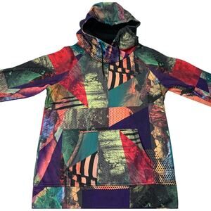 Burton Womens Large Quartz Pullover Hoodie Phot Geo Dove Heather Pockets Snow